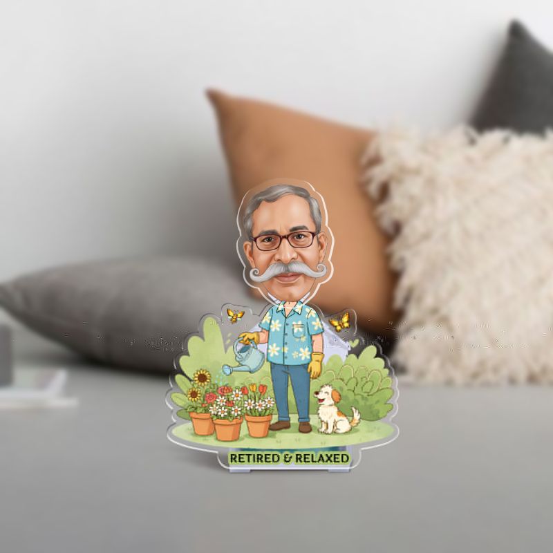 Personalized Retirement Caricature Bobblehead Retired & Relaxed Theme Battery Powered Moving Head for Home Decor & Car Dashboard Retirement, Grandfather & Boss